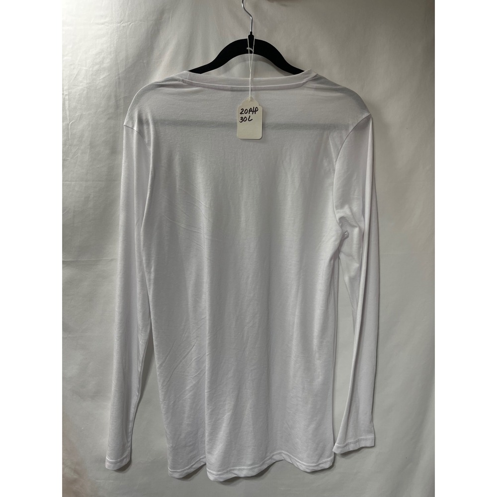 Gymshark Mens White Long Sleeve Training Shirt Crew Neck‎ Logo Size Large - Picture 3 of 3